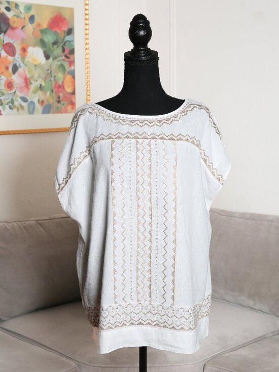 J. Jill Tops - J. JILL Boho Embroidered Linen-Blend Top